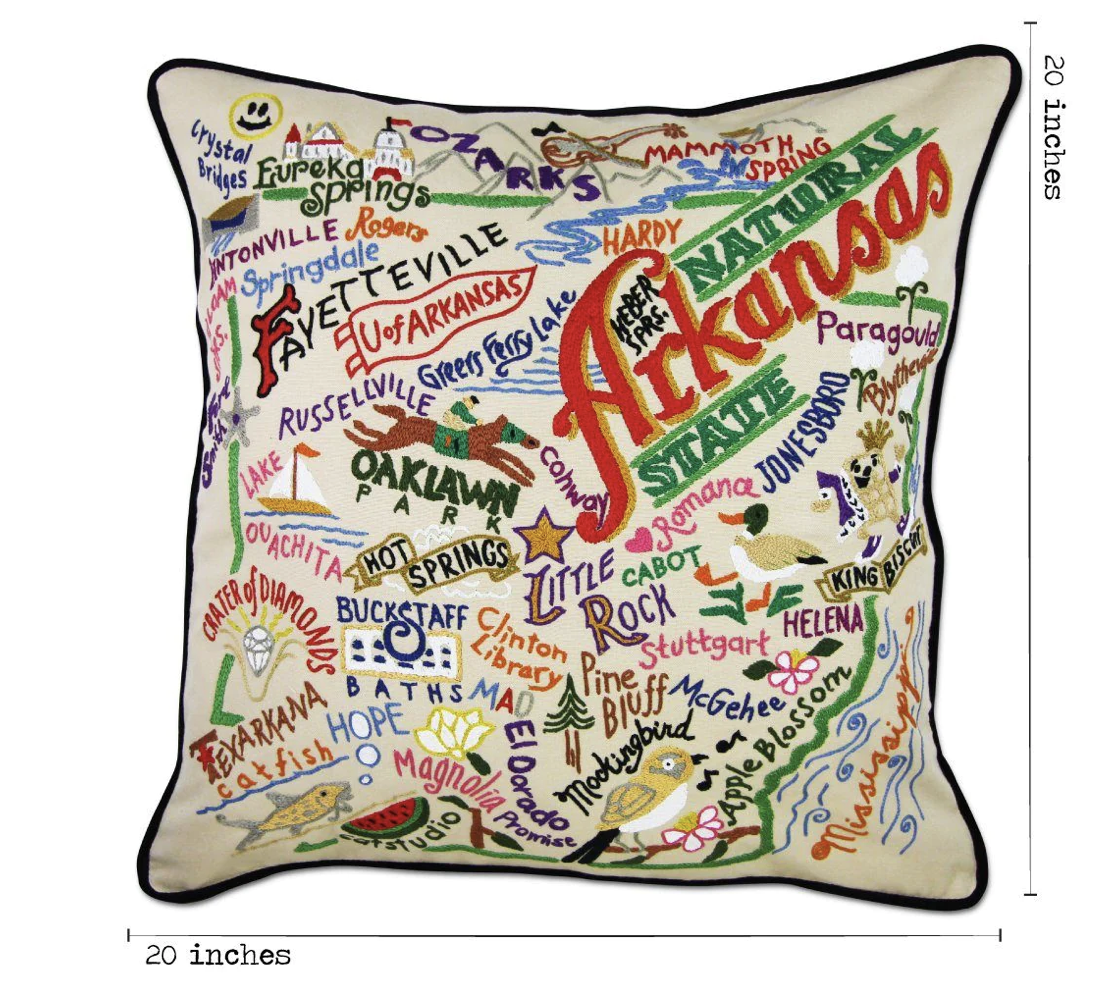 CatStudio Arkansas Hand Embroidered Pillow