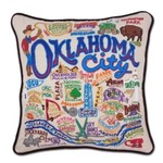 CatStudio Oklahoma City Hand Embroidered Pillow