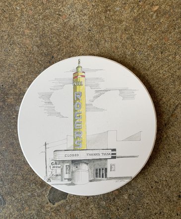 Tulsa In Ink Will Rogers  Coaster (yellow)