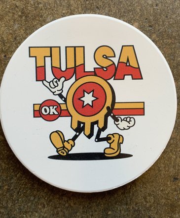 Ida Red Tulsa Flag Strut Coaster