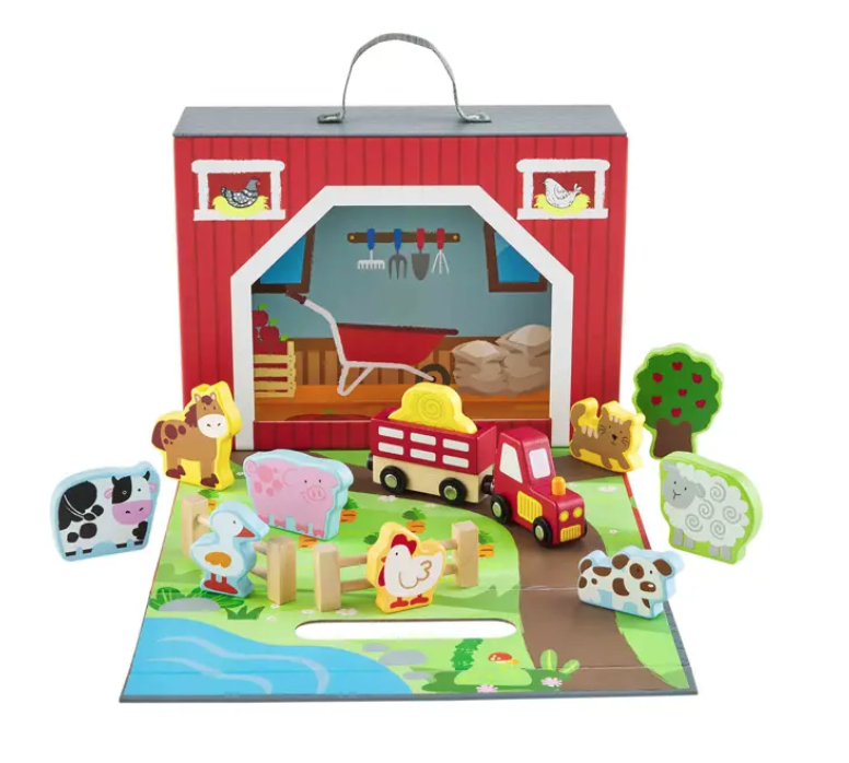 Mud Pie Farm House Wood Toy Set