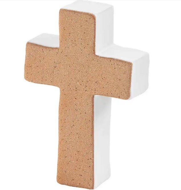 Mud Pie White Terracotta Cross