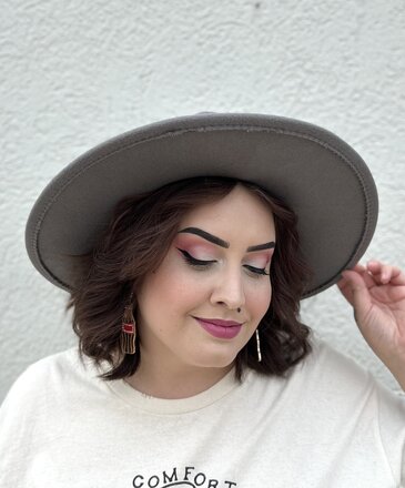 Dirty Bee Felt Gray Outback Fedora with Ribbon Band