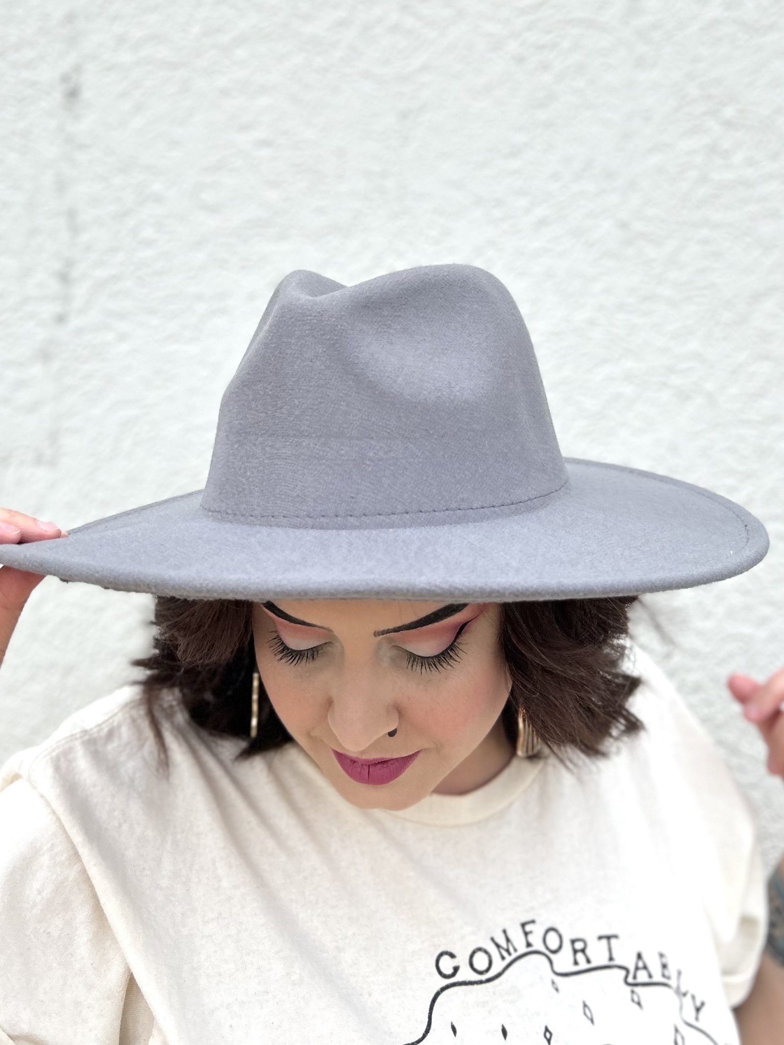 Dirty Bee Felt Gray Outback Fedora with Ribbon Band
