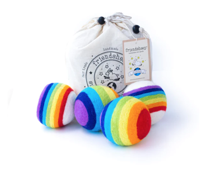Friendsheep Disco Rollers Eco Dryer Balls - Pack of 4 - Pride Edition With Bag
