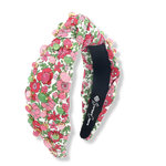 Brianna Cannon Pink Peonies Headband with Colorful Cabochons