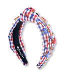 Brianna Cannon Red, White & Blue Gingham Headband with Crystals