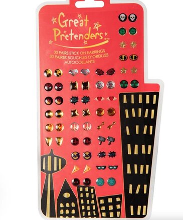 Great Pretenders 30 Pairs Superhero Sticker Earrings