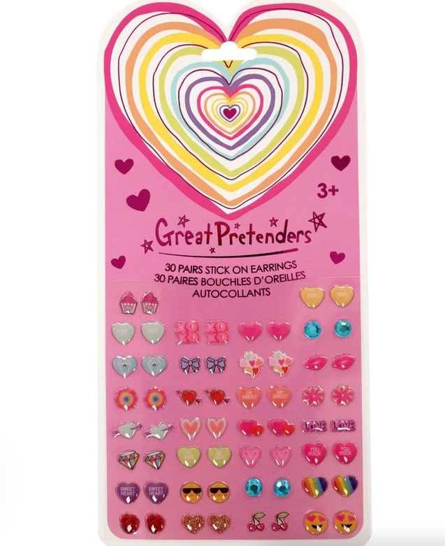 Great Pretenders 30 Pair Heart Sticker Earrings