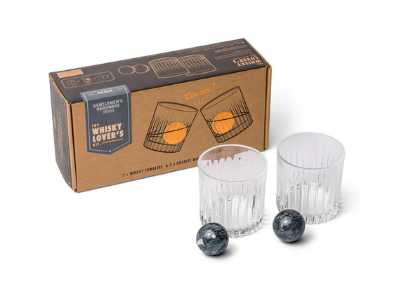 Gentlemen's Hardware Cocktail Tumbler and Whiskey Stones Set