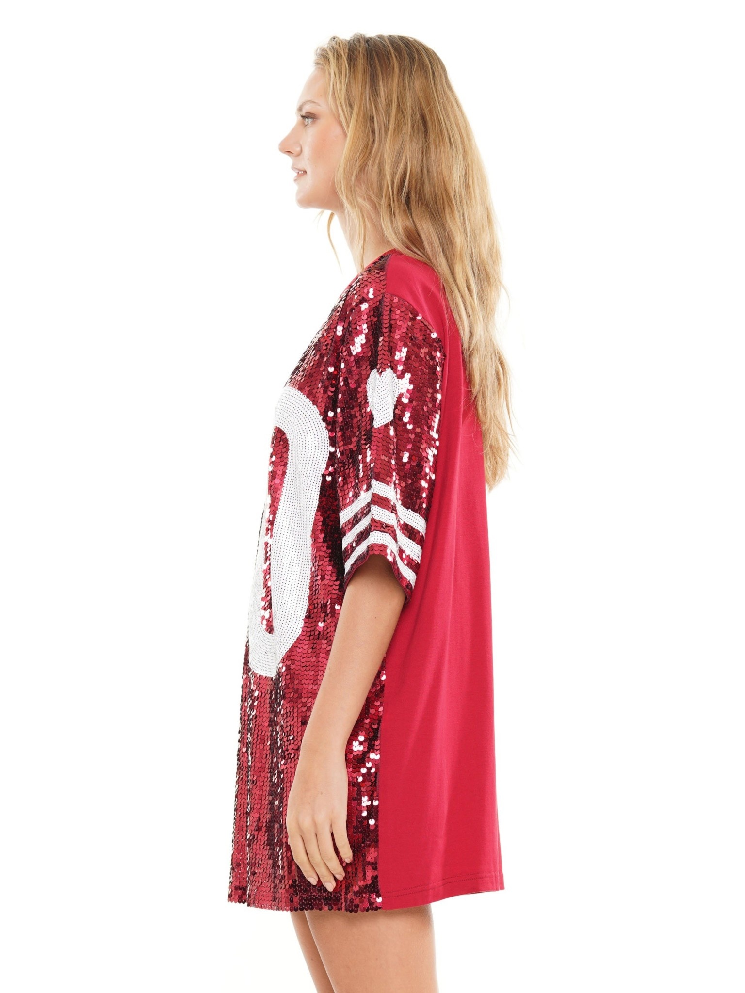 Ida Red One Size Double Zero Sequin Jersey Dress