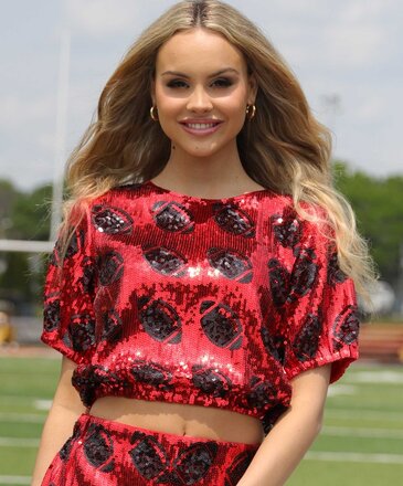 Ida Red Cropped Football Sequin Top