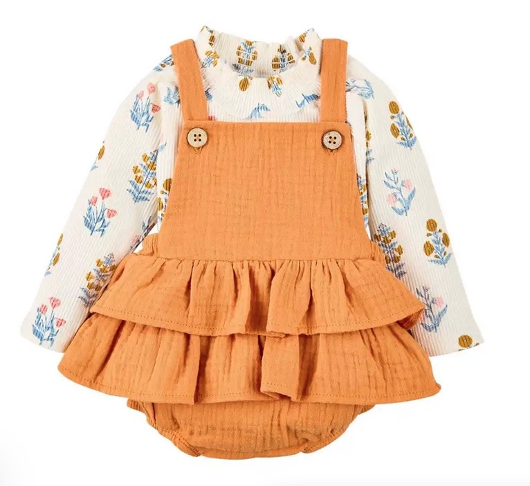 Mud Pie Autumn Marigold Bubble & Shirt Set