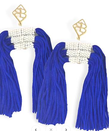 Brianna Cannon Color Block Tassel Earrings - Blue and White
