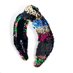 Brianna Cannon Multi Color Rainbow Sequin Knotted Headband