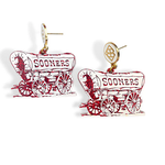 Brianna Cannon White and Crimson Glitter Sooner Schooner Earrings