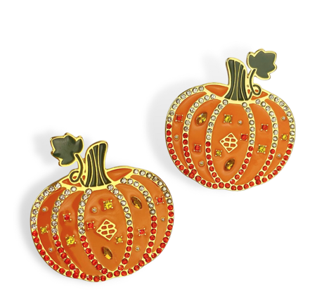 Brianna Cannon Pumpkin Earrings with Crystals