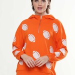 Ida Red Orange and White Football Sequin Hoodie