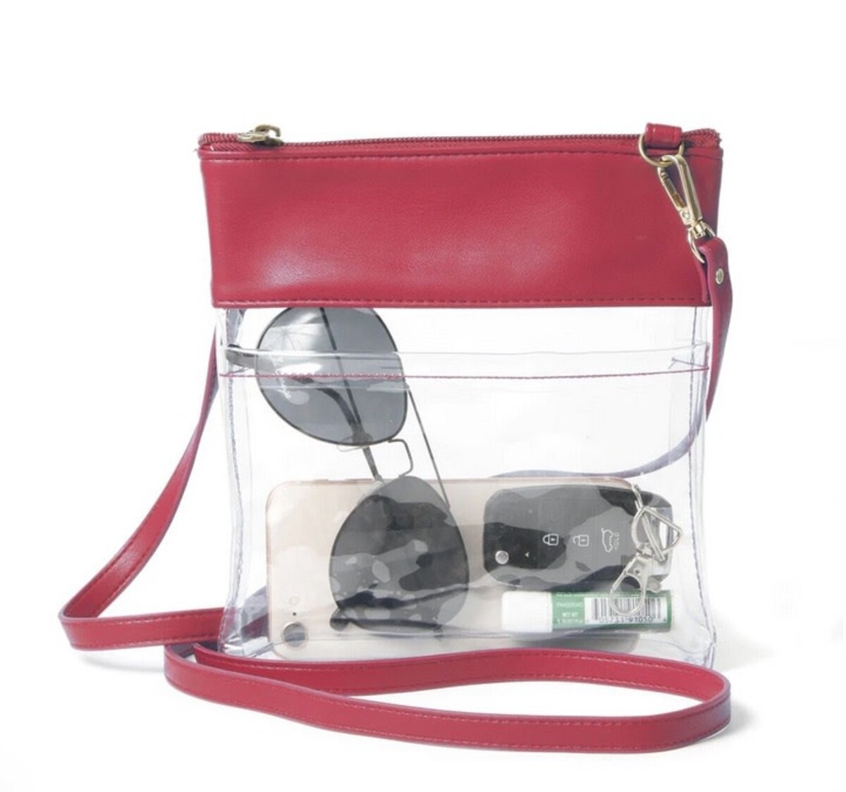 Desden Gameday Crossbody Clear Purse With Vegan Leather Trim and