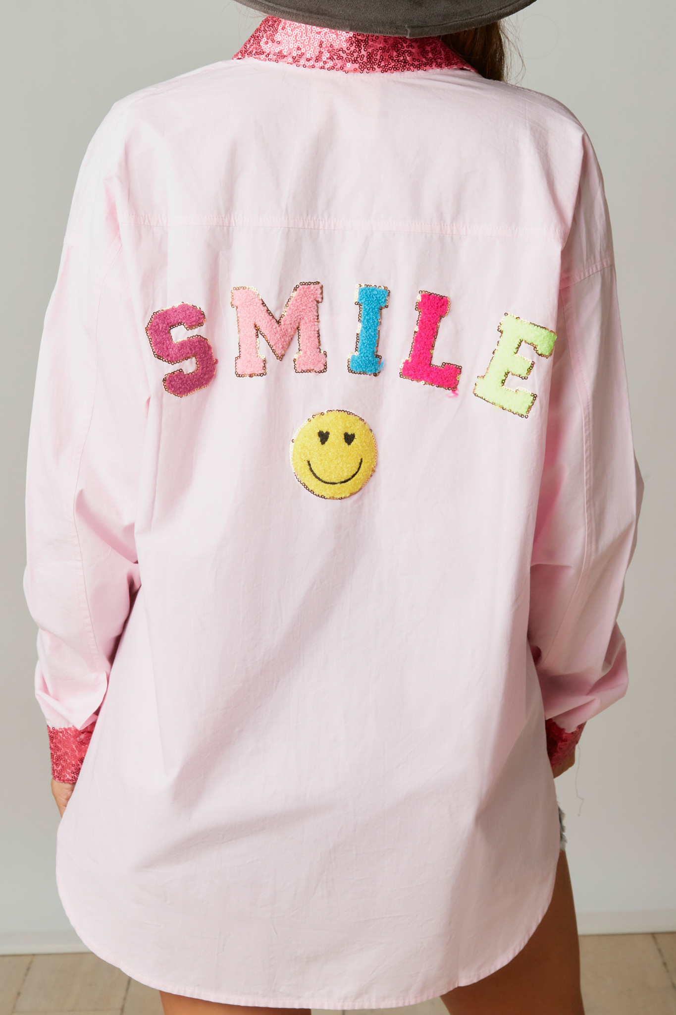 Ida Red Smile Sequin Patch Shirt