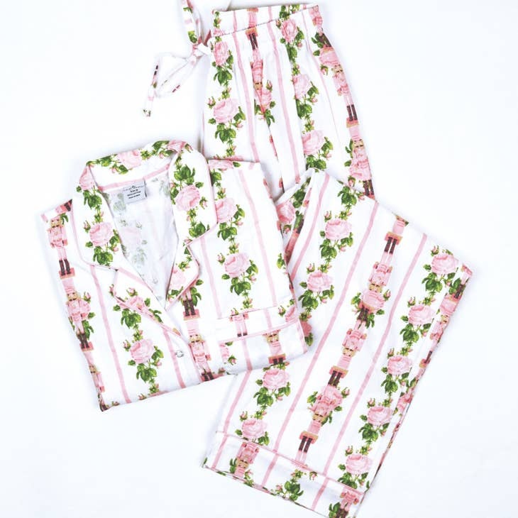 8 Oak Lane Nutcracker Stripe Flannel Pajama Set