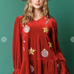 Ida Red Sequin Christmas Patch Dress