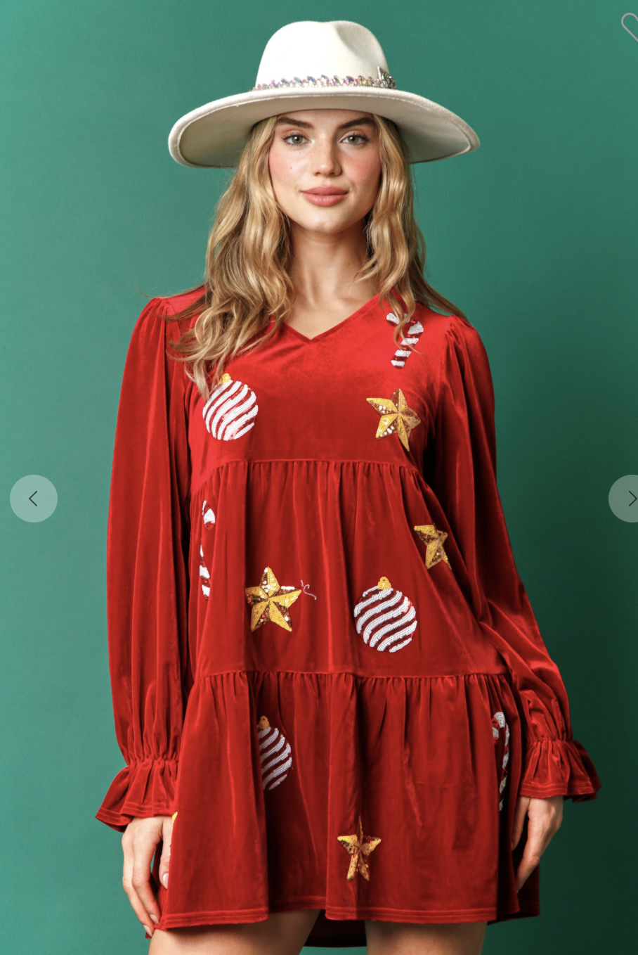 Ida Red Sequin Christmas Patch Dress