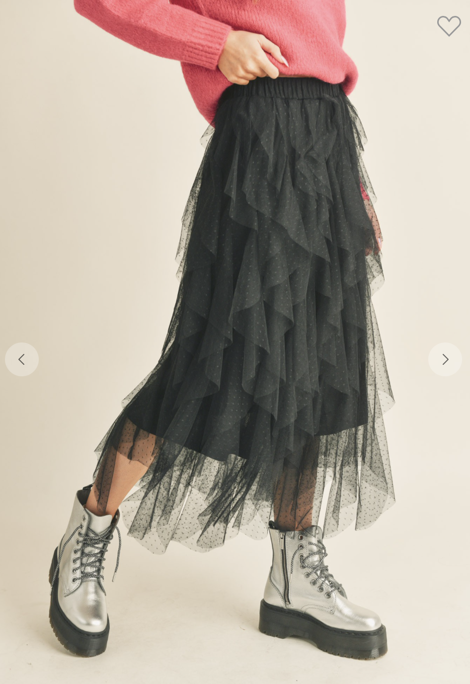 Ida Red Ruffled Tulle Skirt