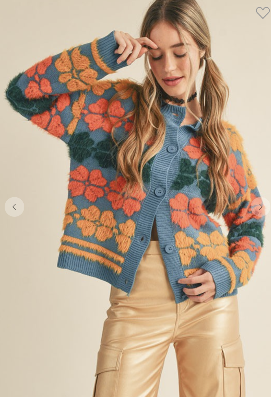 Ida Red Shaggy Floral Cardigan