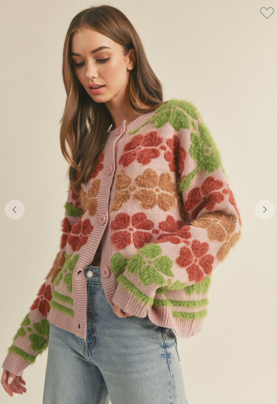 Ida Red Shaggy Floral Cardigan