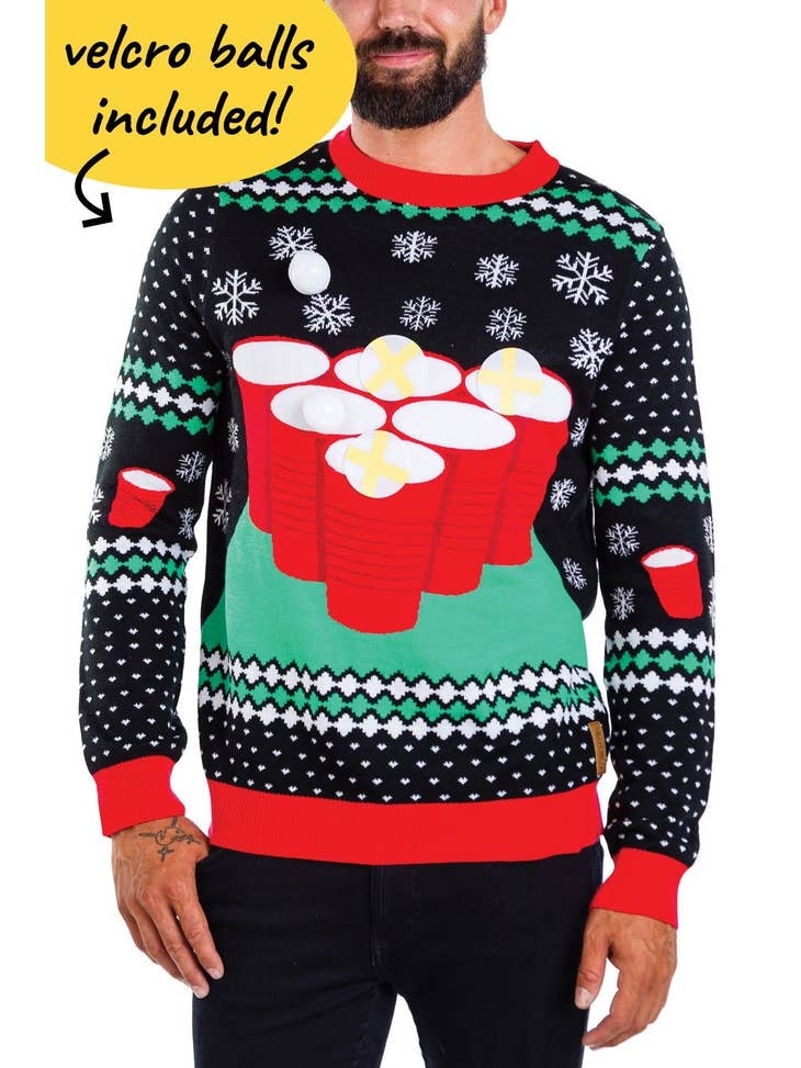 Ida Red Men's Cheer Pong Game Ugly Christmas Sweater