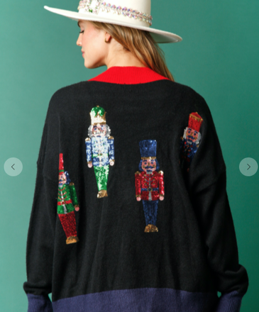 Fantastic Fawn Sequin Nutcracker Cardigan