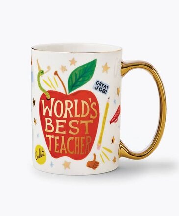 Rifle Paper Co World's Best Teacher Porcelain Mug