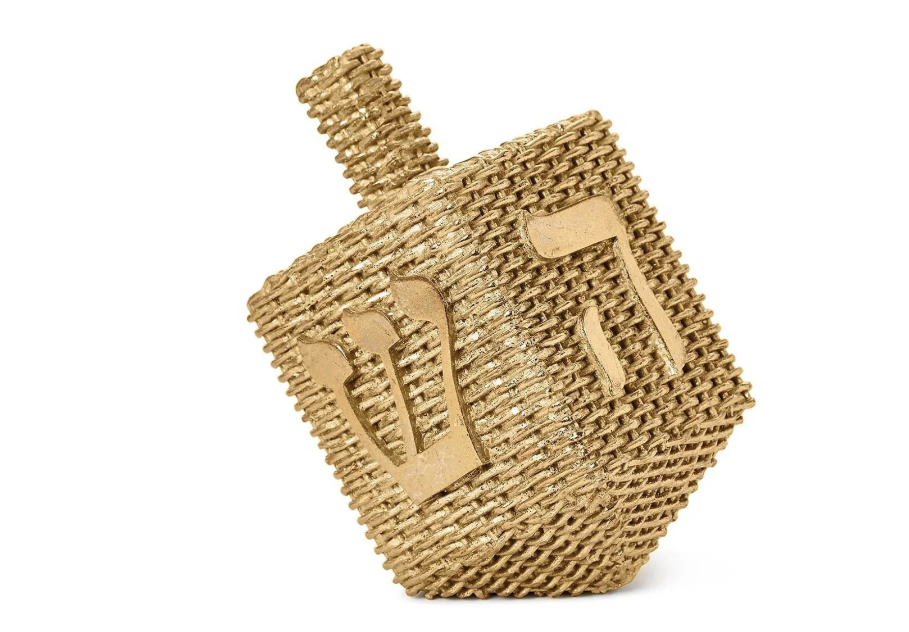 Twos Company Basket Weave Gold Leaf Dreidel