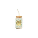 Talking Out Of Turn Jolly Vibes Only Holiday Can Glass w/Lid + Straw