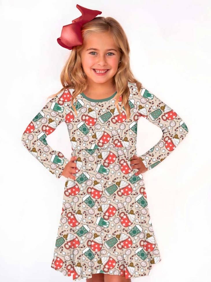 Buy Peppermint Girls Grey & Yellow WINTER RUSH Printed A Line Dress -  Dresses for Girls 7264493 | Myntra