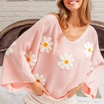Ida Red Flower Embroidery Knit Top