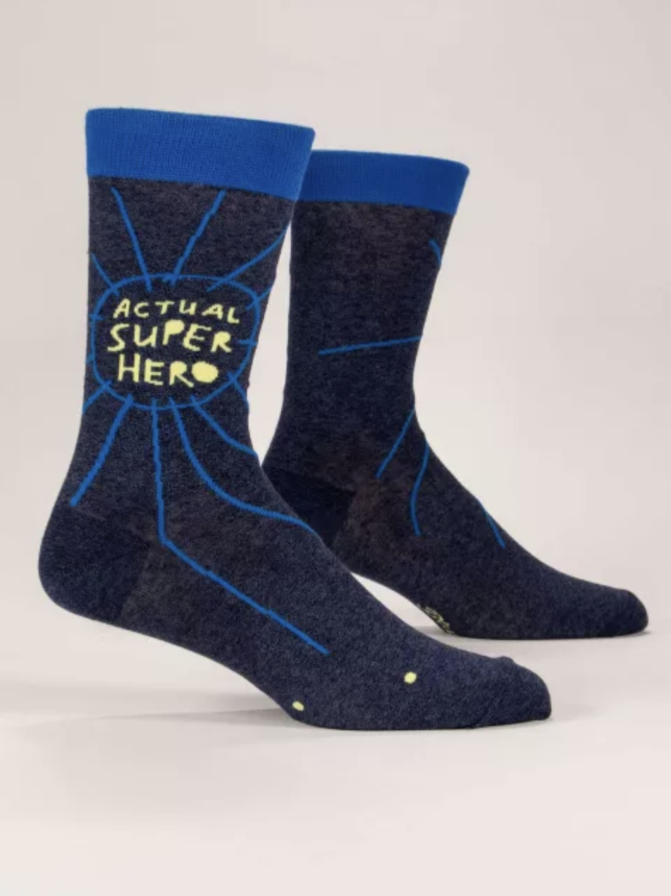 Blue Q Actual Superhero Socks