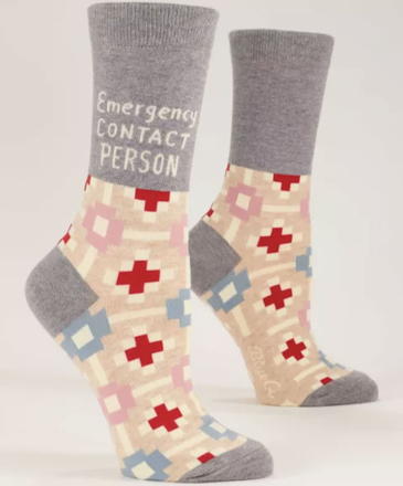 Blue Q Emergency Contact Crew Socks