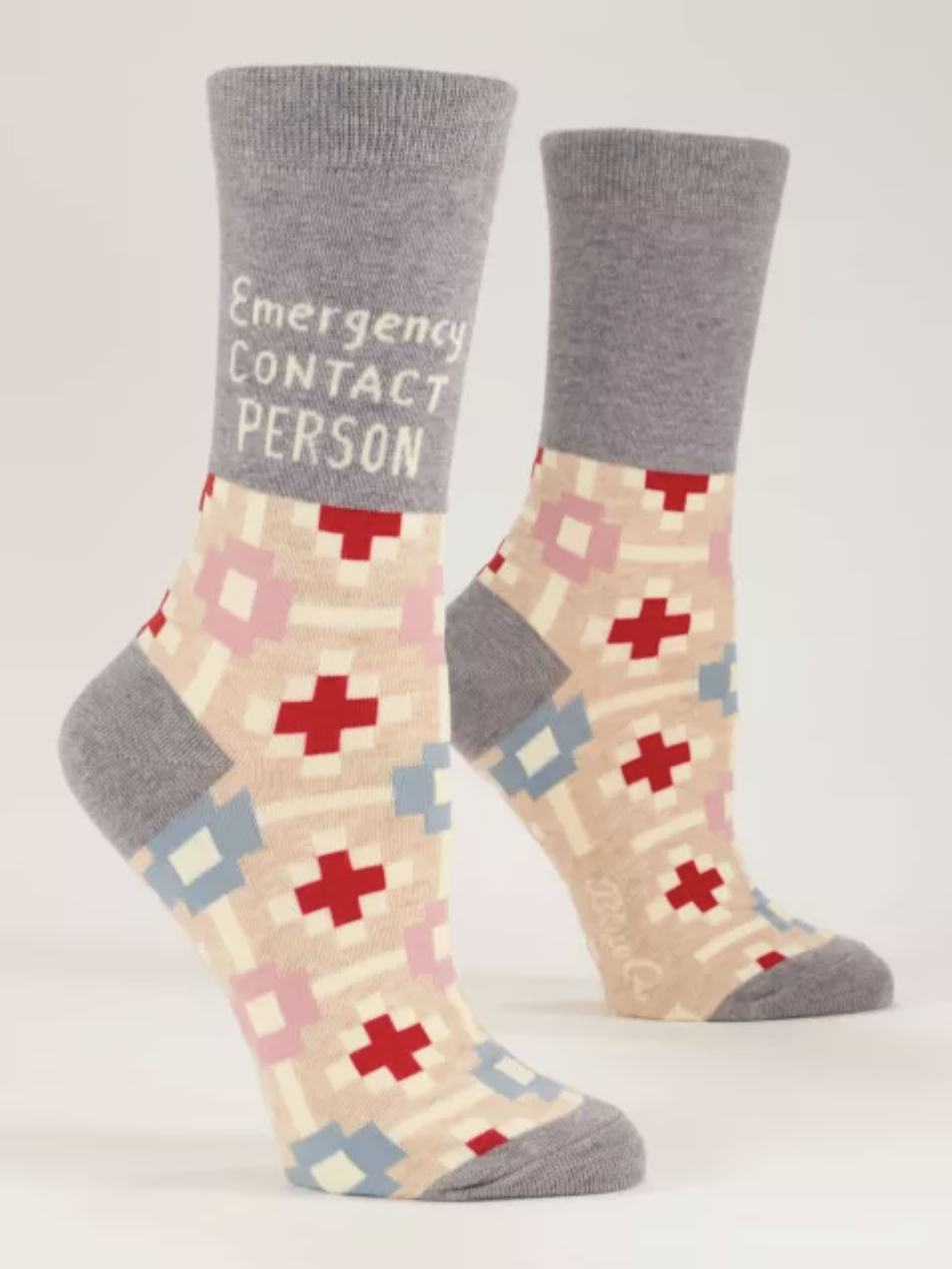 Blue Q Emergency Contact Crew Socks