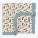 Charlie's Project Kids Wild Horses- 2 Layer Ruffled Bambo Blanket