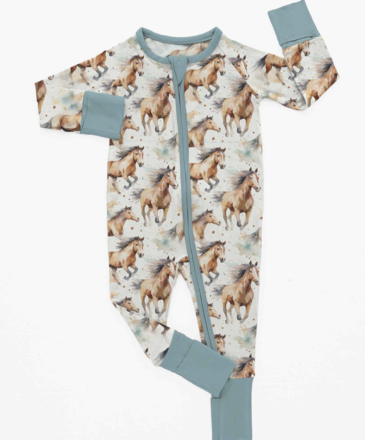 Charlie's Project Kids Wild Horses Bamboo Zippy Romper