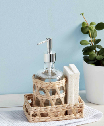 Mud Pie Woven Tray and Soap Pump Set