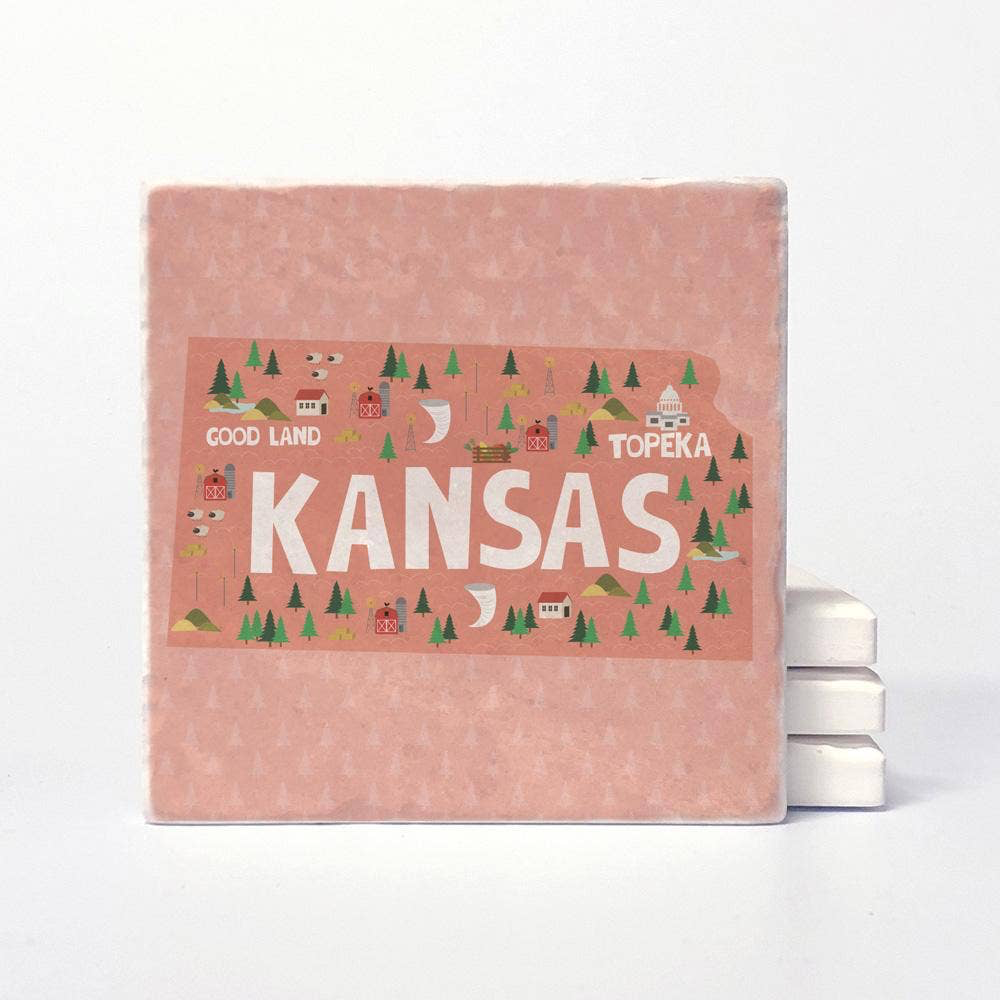 Versatile Coasters Kansas State Illustration Coasters