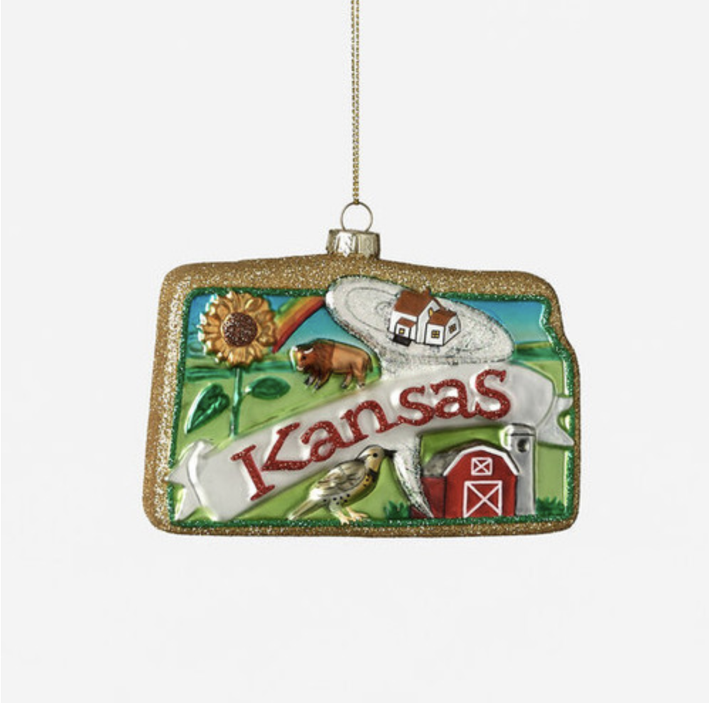 One Hundred 80 Degrees Kansas Glass Ornament