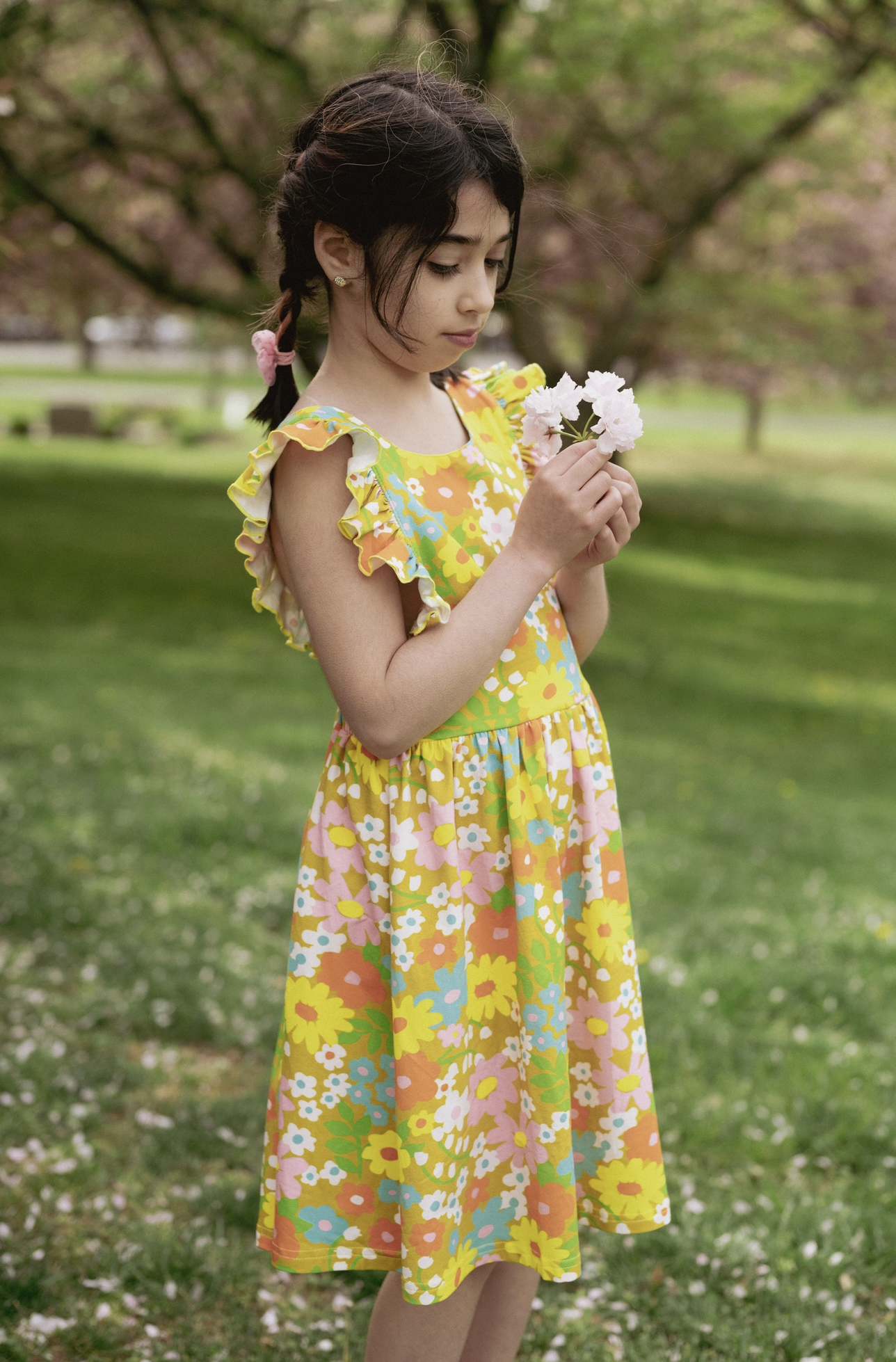 Ida Red Summer Floral Girl's Pinafore Dress