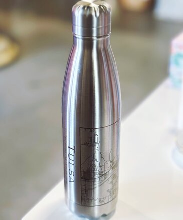 JACE.design Tulsa Map Insulated Bottle In Stainless Steel