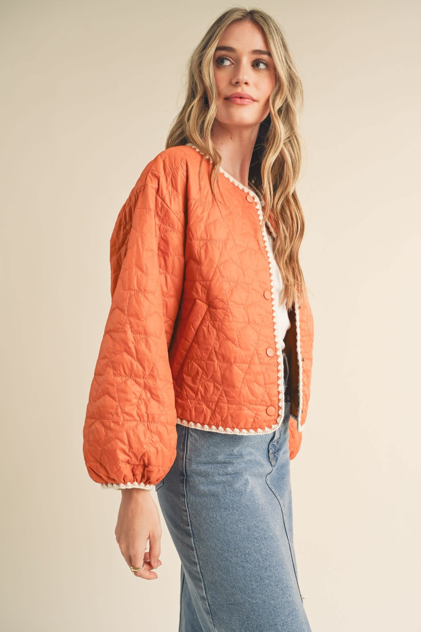 Ida Red Star Quilted Puff Jacket