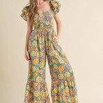 Ida Red Floral Flared Jumpsuit