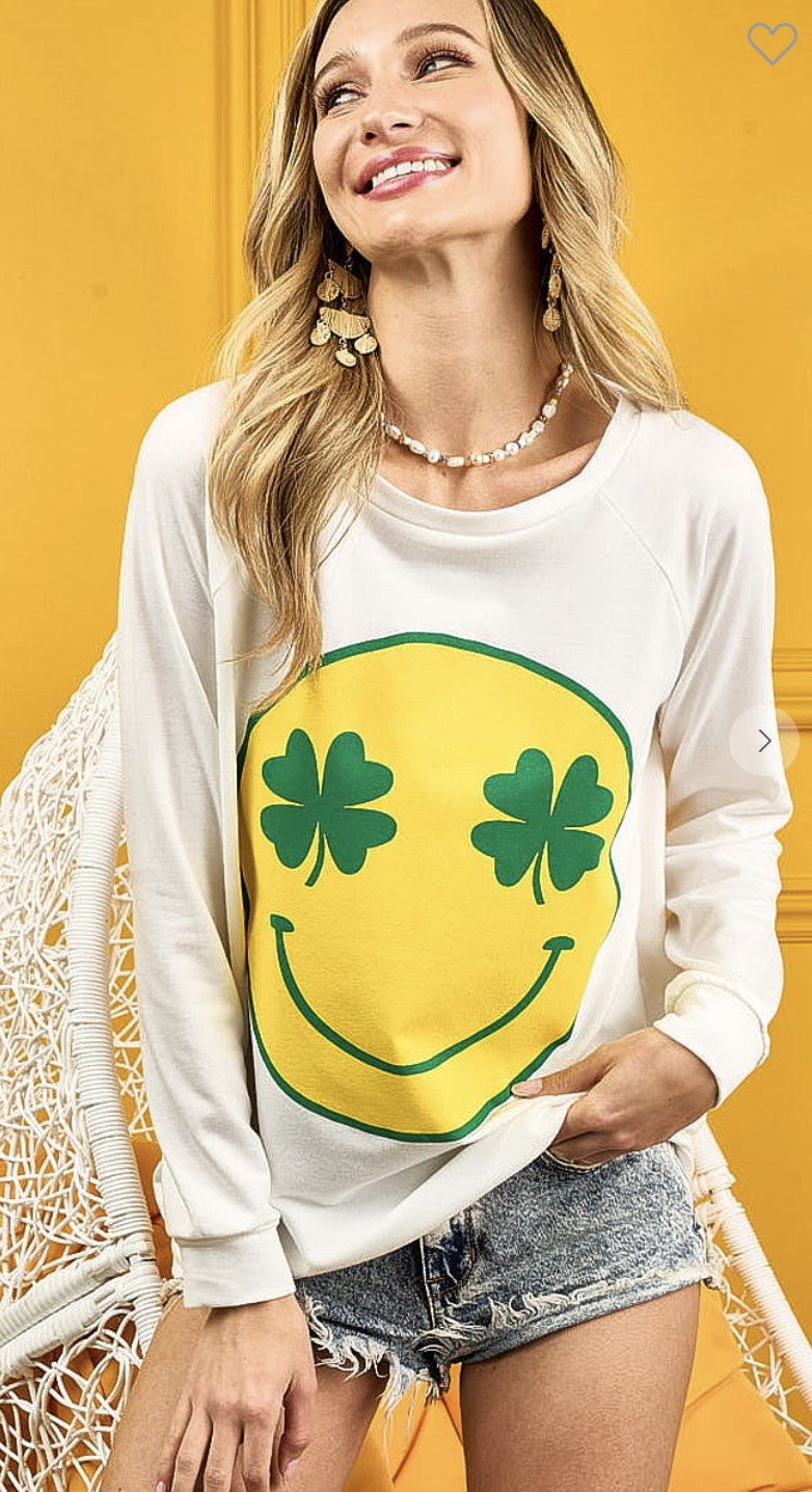 Ida Red Smiley Face with Clover Tshirt
